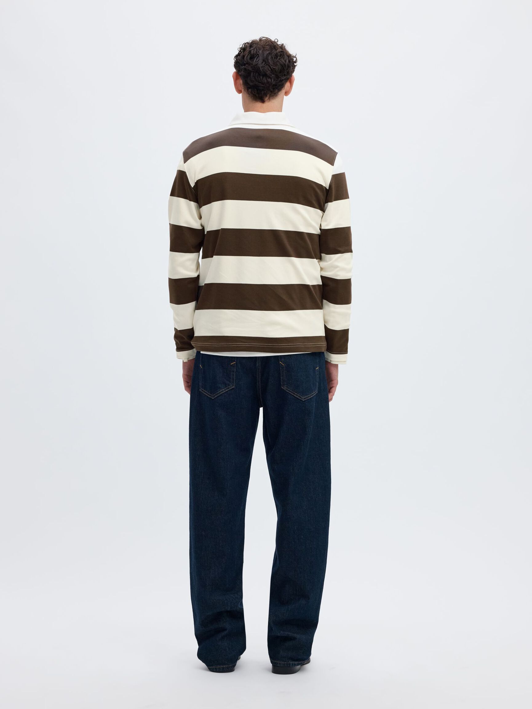 STRIPED COTTON LONG-SLEEVED POLO, Delicioso, highres