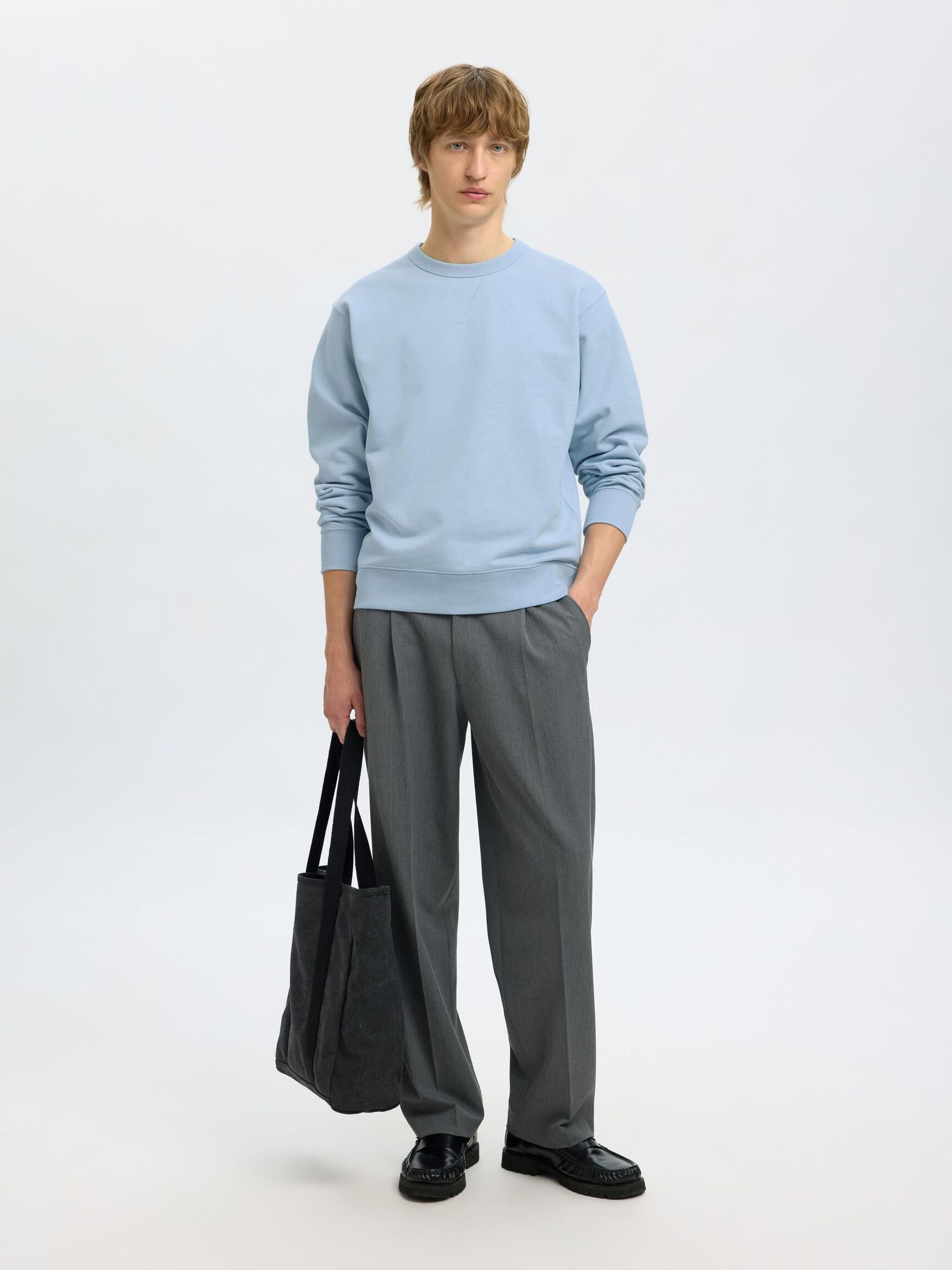100% COTTON SWEATSHIRT, Cashmere Blue, highres