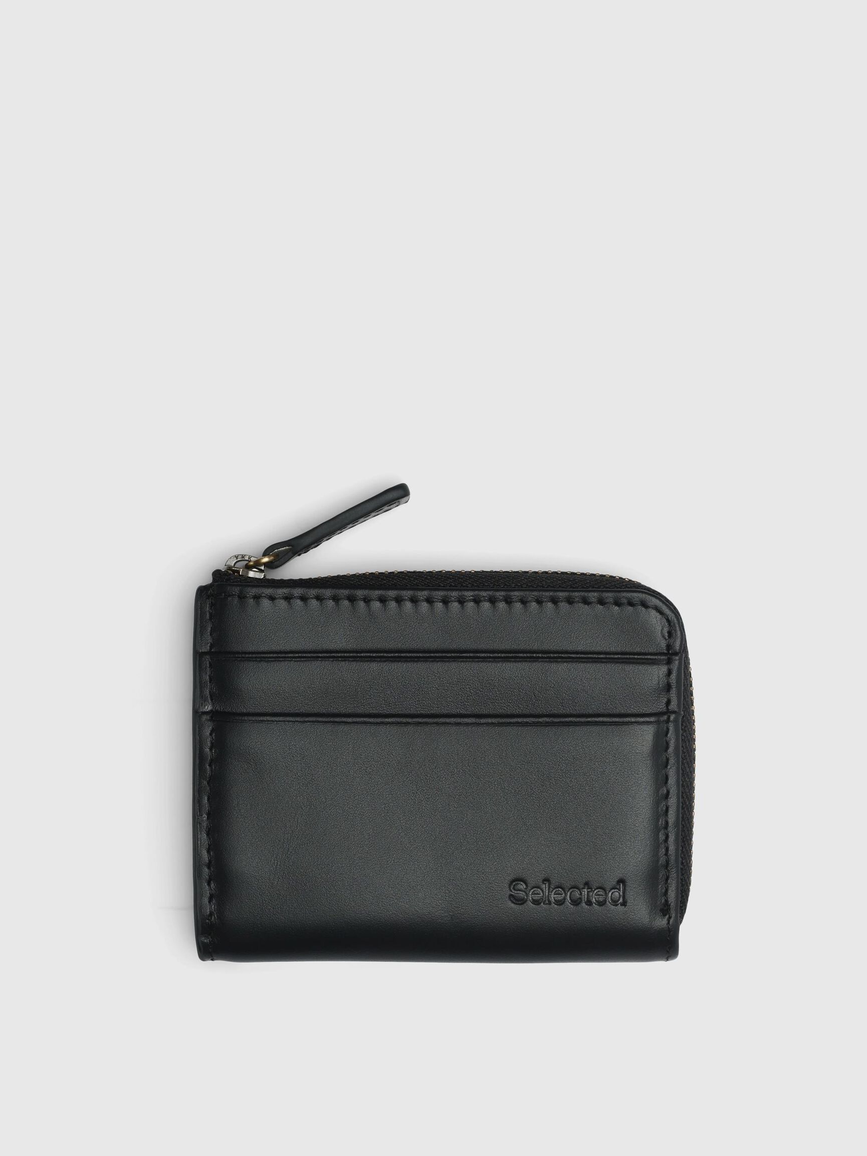 DISEÑO DE CUERO CON CREMALLERA CARTERA, Black, highres