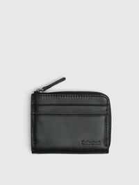 DISEÑO DE CUERO CON CREMALLERA CARTERA, Black, highres