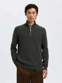 HALVE RITSSLUITING SWEATER, Deep Forest, highres