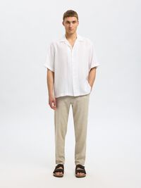 SLIM TAPERED LINEN BLEND TROUSERS, Vetiver, highres