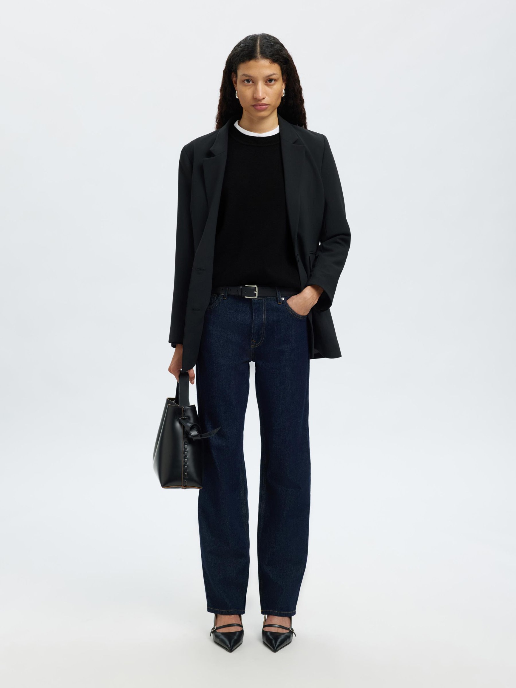 VISCOSE MÉLANGÉE PULL EN MAILLE, Black, highres