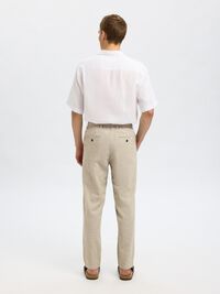 SLIM TAPERED LINEN BLEND TROUSERS, Vetiver, highres