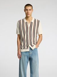 REGULAR FIT GEBREID POLO, Egret, highres