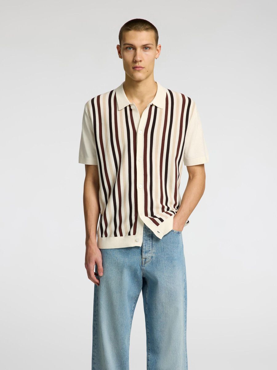 Selected REGULAR FIT KNITTED POLO SHIRT, Egret, highres - 16096371_Egret_1166027_003.jpg