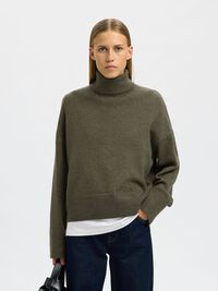 WOOL BLEND ROLL NECK JUMPER, Kalamata, highres