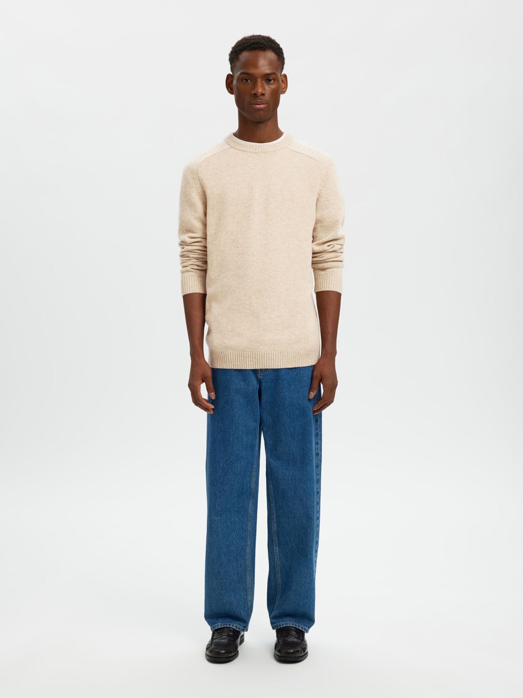 CREW NECK KNITTED JUMPER, Kelp, highres