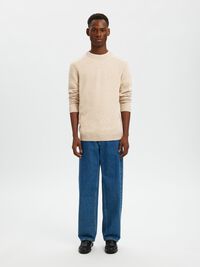 CREW NECK KNITTED JUMPER, Kelp, highres