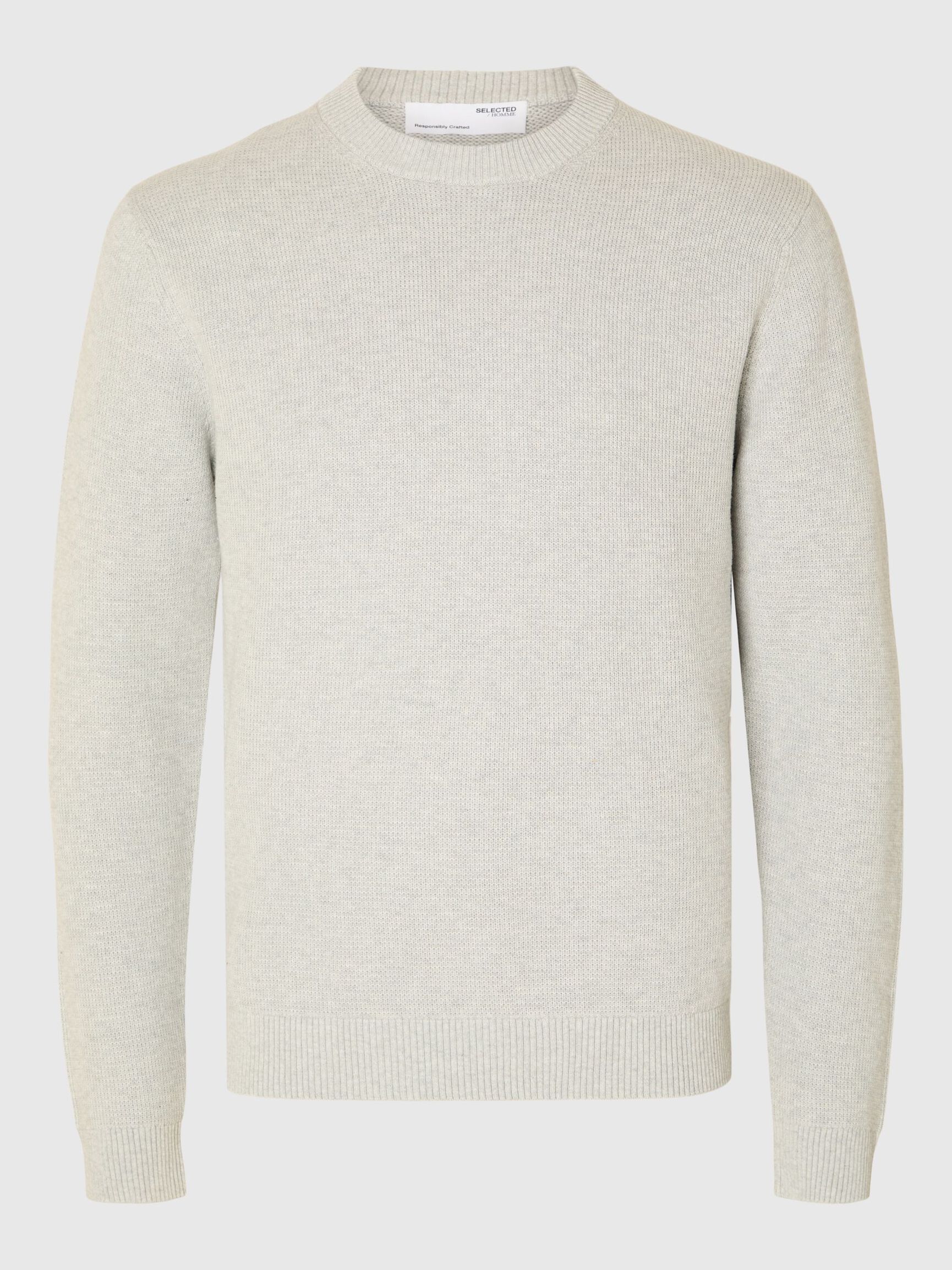 CREW NECK PULLOVER, Light Grey Melange, highres