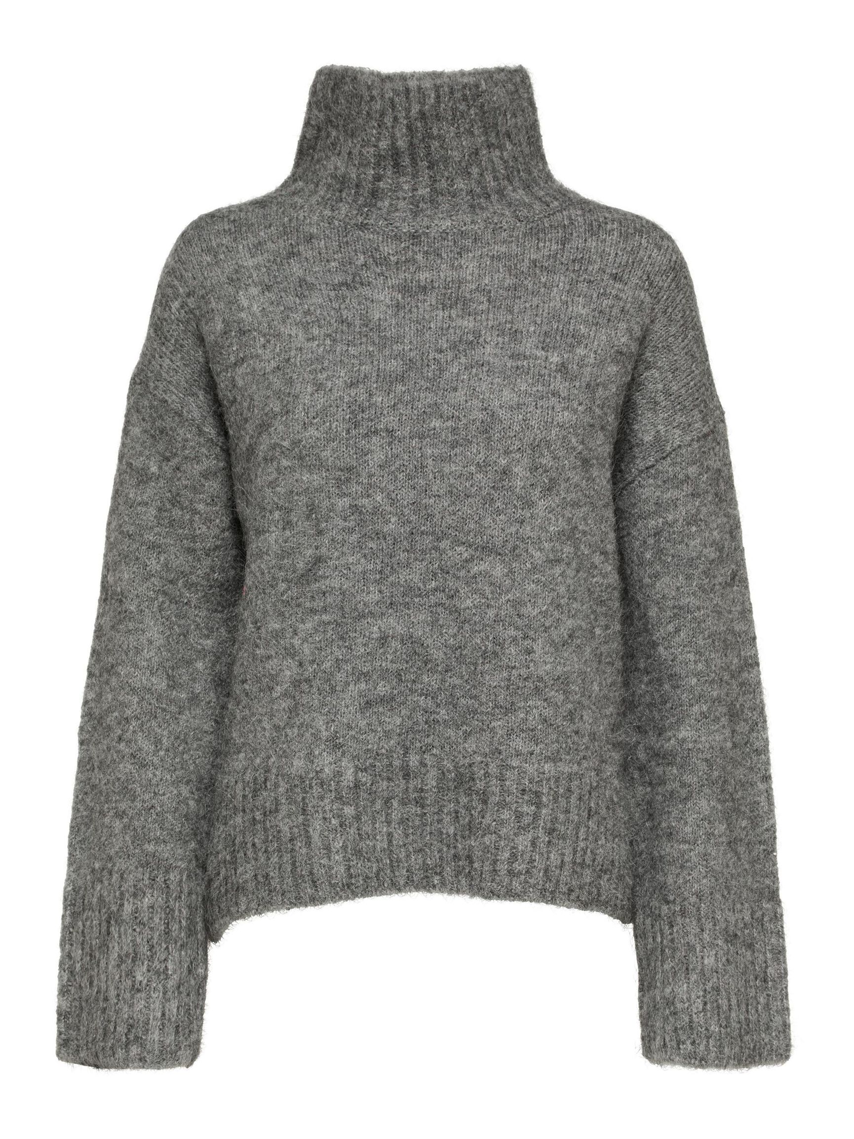 WOLLGEMISCH HIGH NECK PULLOVER, Light Grey Melange, highres
