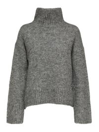 WOLLGEMISCH HIGH NECK PULLOVER, Light Grey Melange, highres