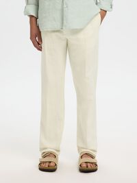 196 STRAIGHT FIT LINEN-BLEND TROUSERS, Cloud Dancer, highres