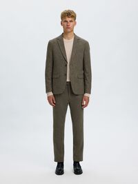 CHECKED WOOL BLEND  BLAZER, Brownie, highres