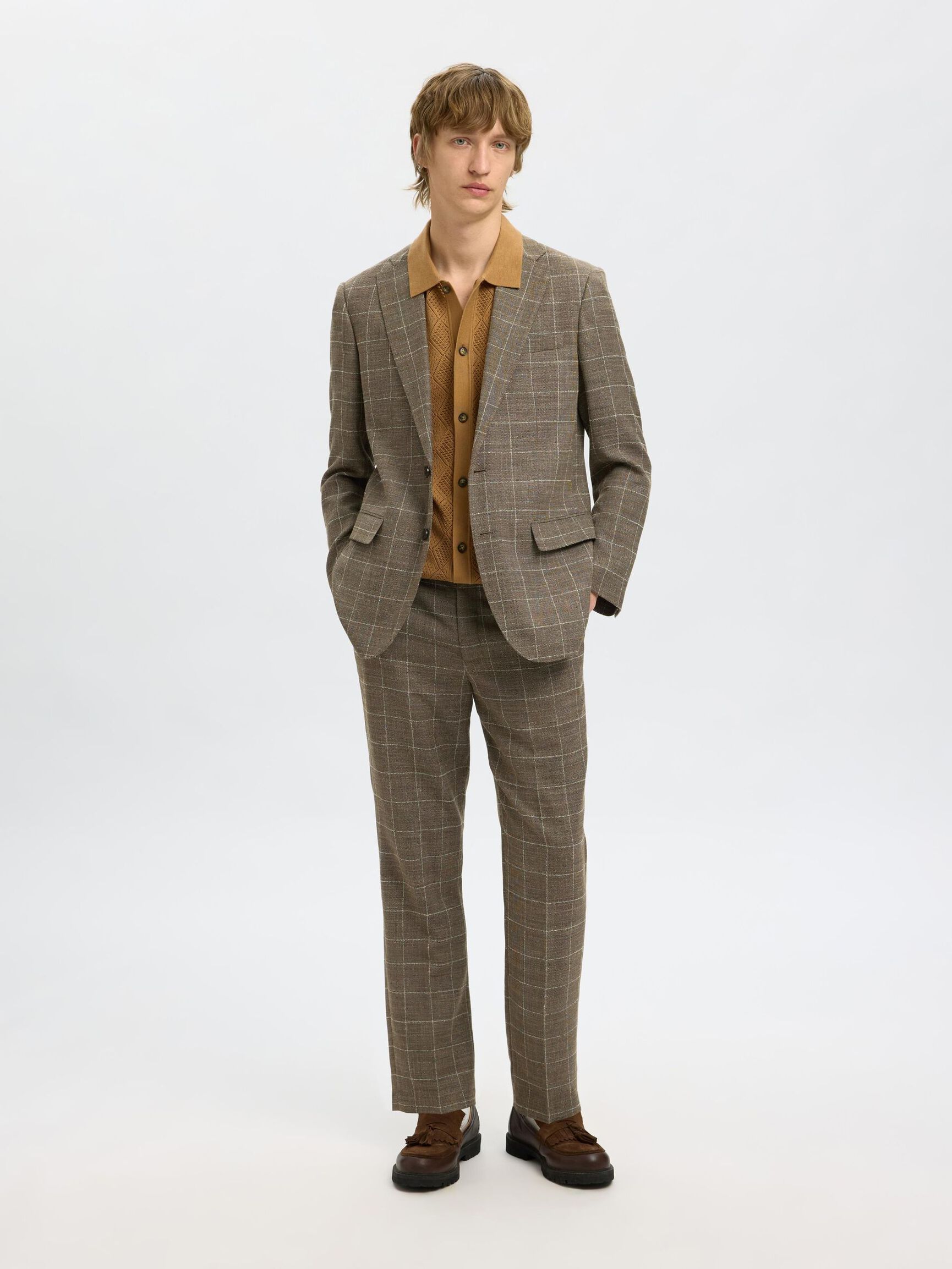 WOOL BLEND SINGLE-BREASTED BLAZER, Slate Black, highres