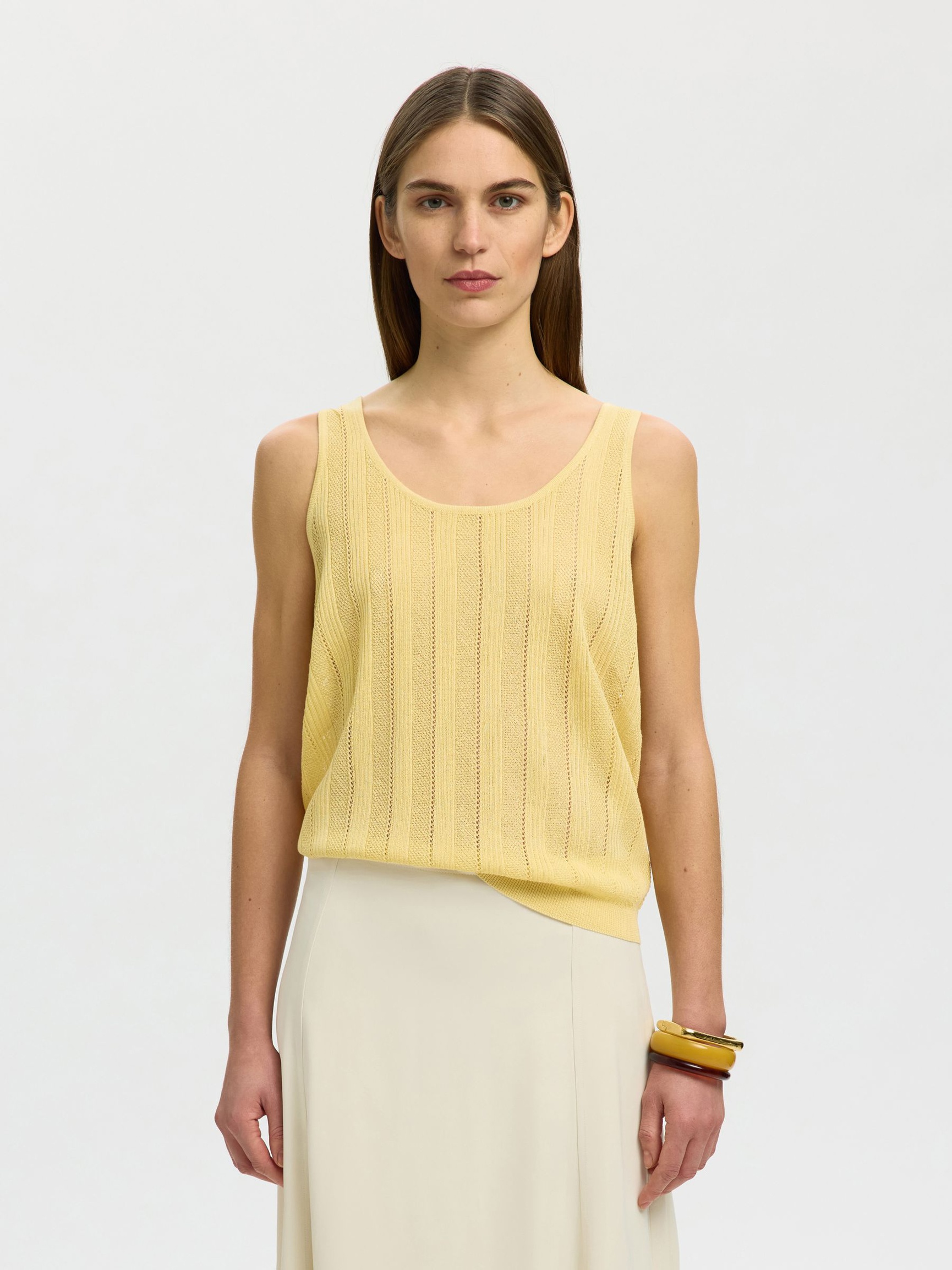 VISCOSE BLEND KNITTED TOP, Italian Straw, highres