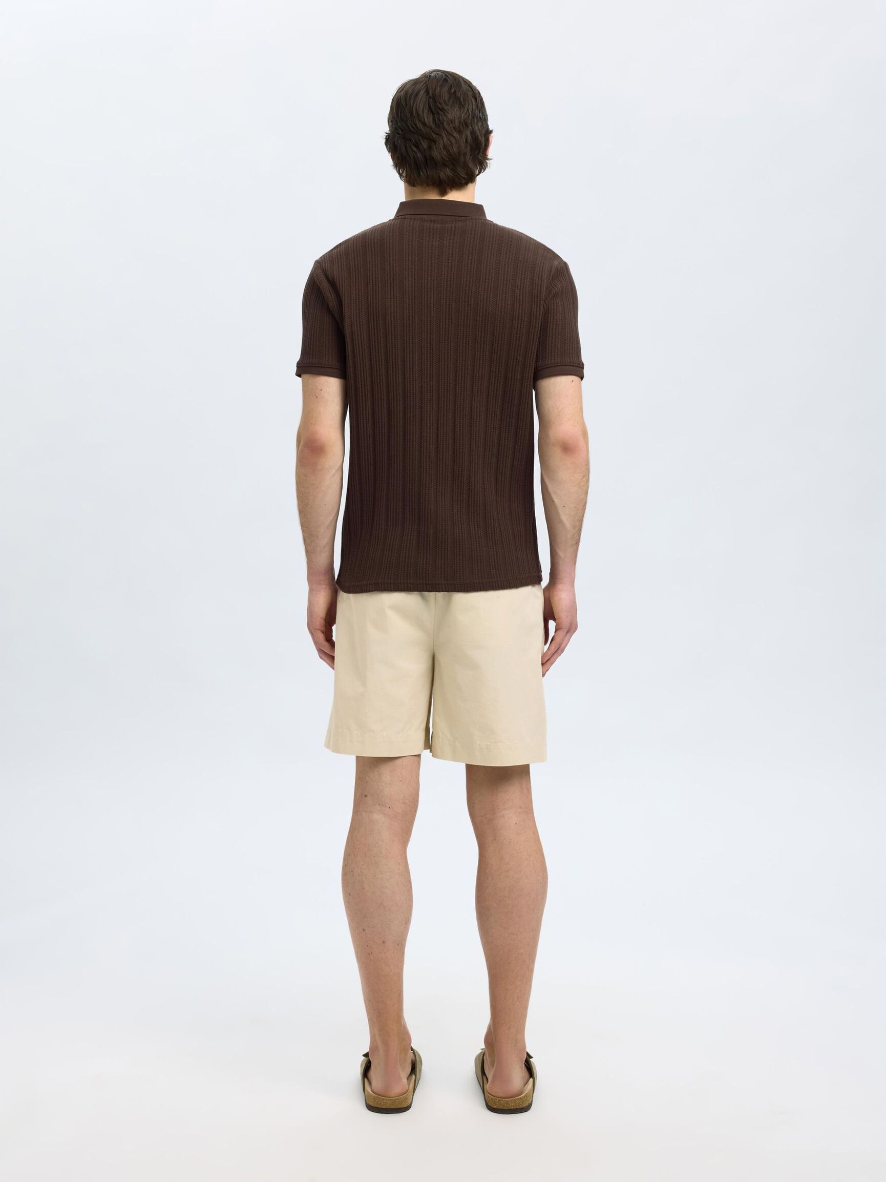 KURZÄRMELIGES BAUMWOLL POLO SHIRT, Chocolate Brown, highres