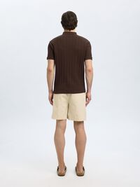 SHORT-SLEEVED COTTON POLO SHIRT, Chocolate Brown, highres