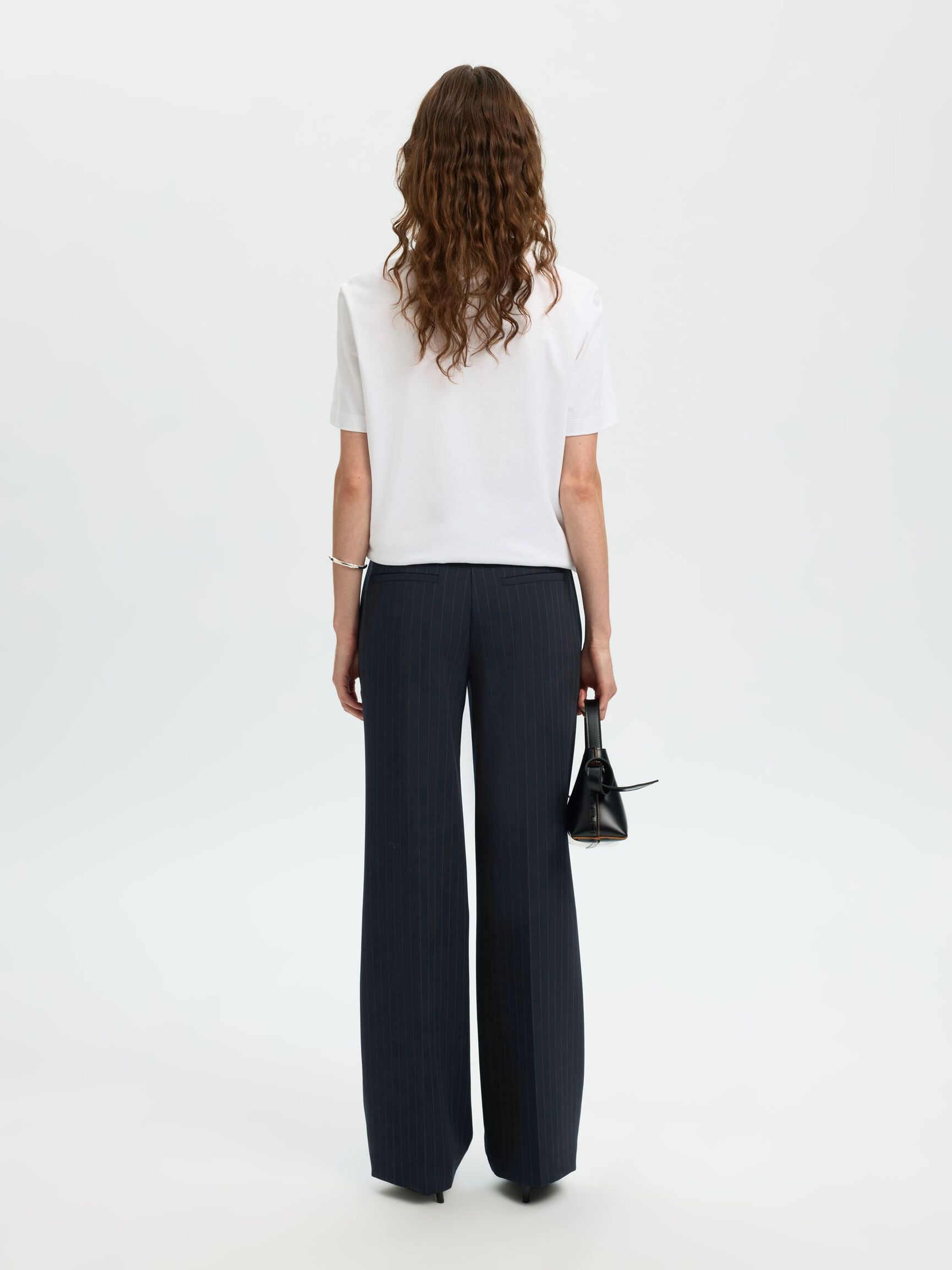 VISCOSE BLEND PINSTRIPE TROUSERS, Dark Sapphire, highres
