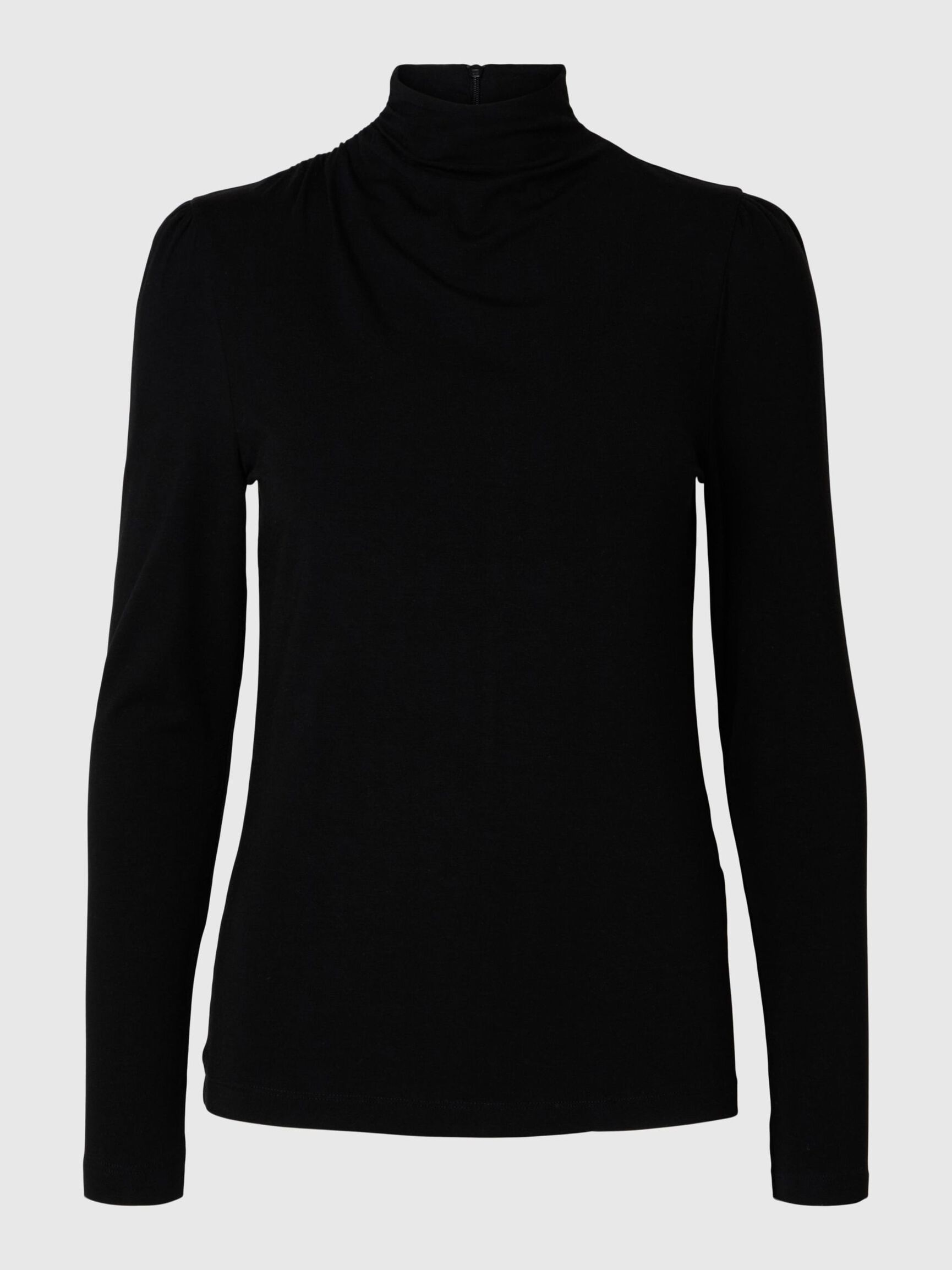DRAPEADO TOP DE MANGA LARGA, Black, highres