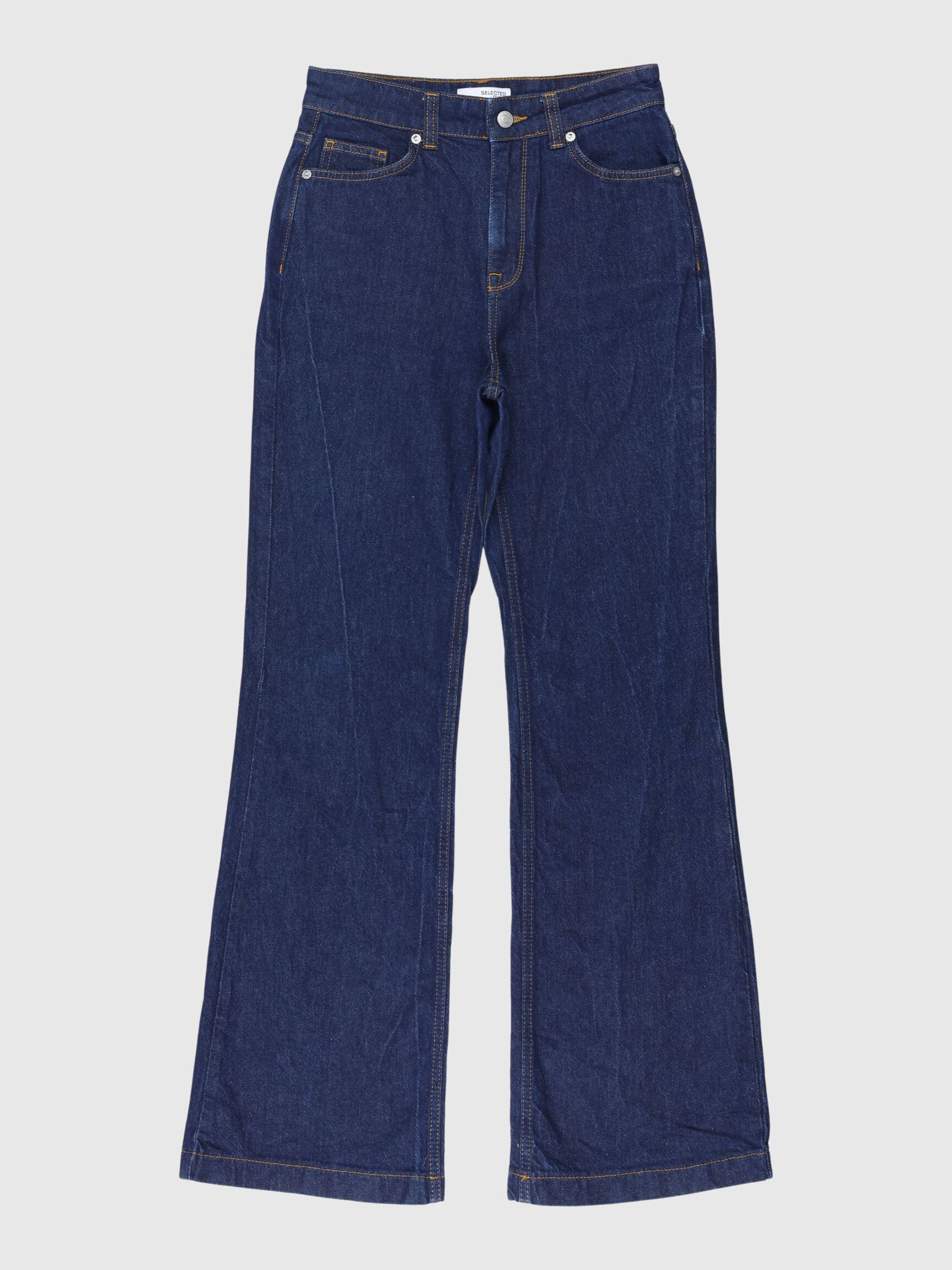 HIGH WAIST BOOTCUT-JEANS, Dark Blue Denim, highres