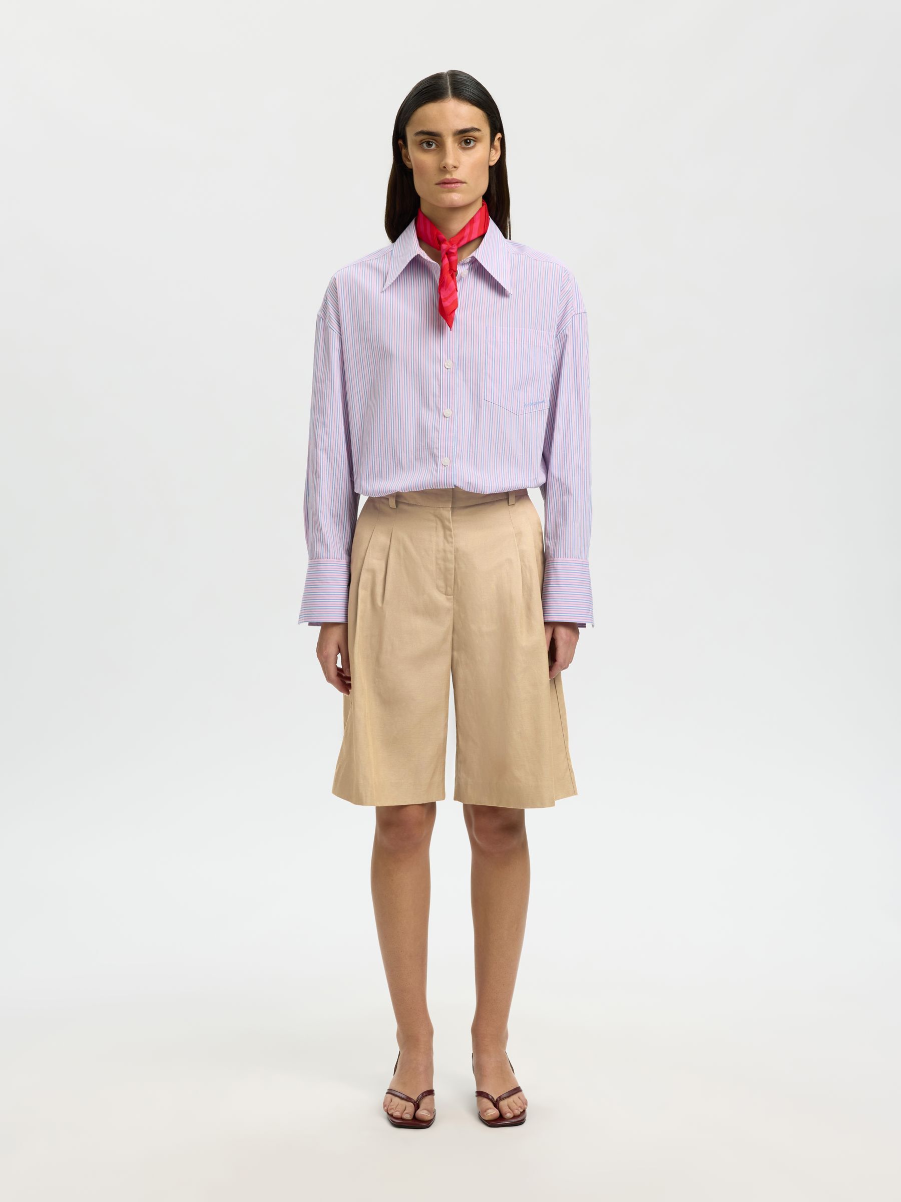 COTTON BLEND BERMUDA SHORTS, Weathered Teak, highres