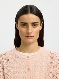 SHORT SLEEVED KNITTED CARDIGAN, Pale Dogwood, highres