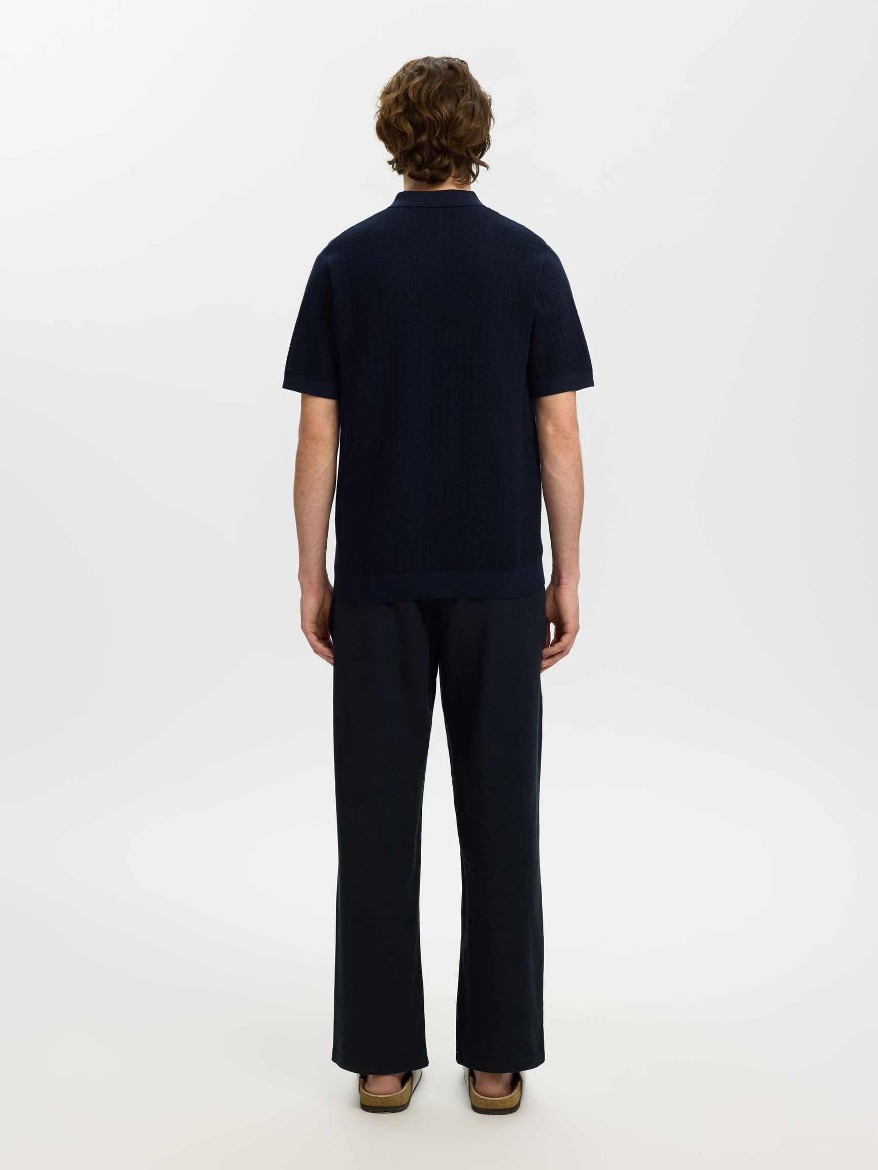 ZIP UP POLO SHIRT, Navy Blazer, highres