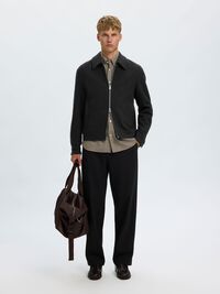 WOOL BLEND JACKET, Black, highres