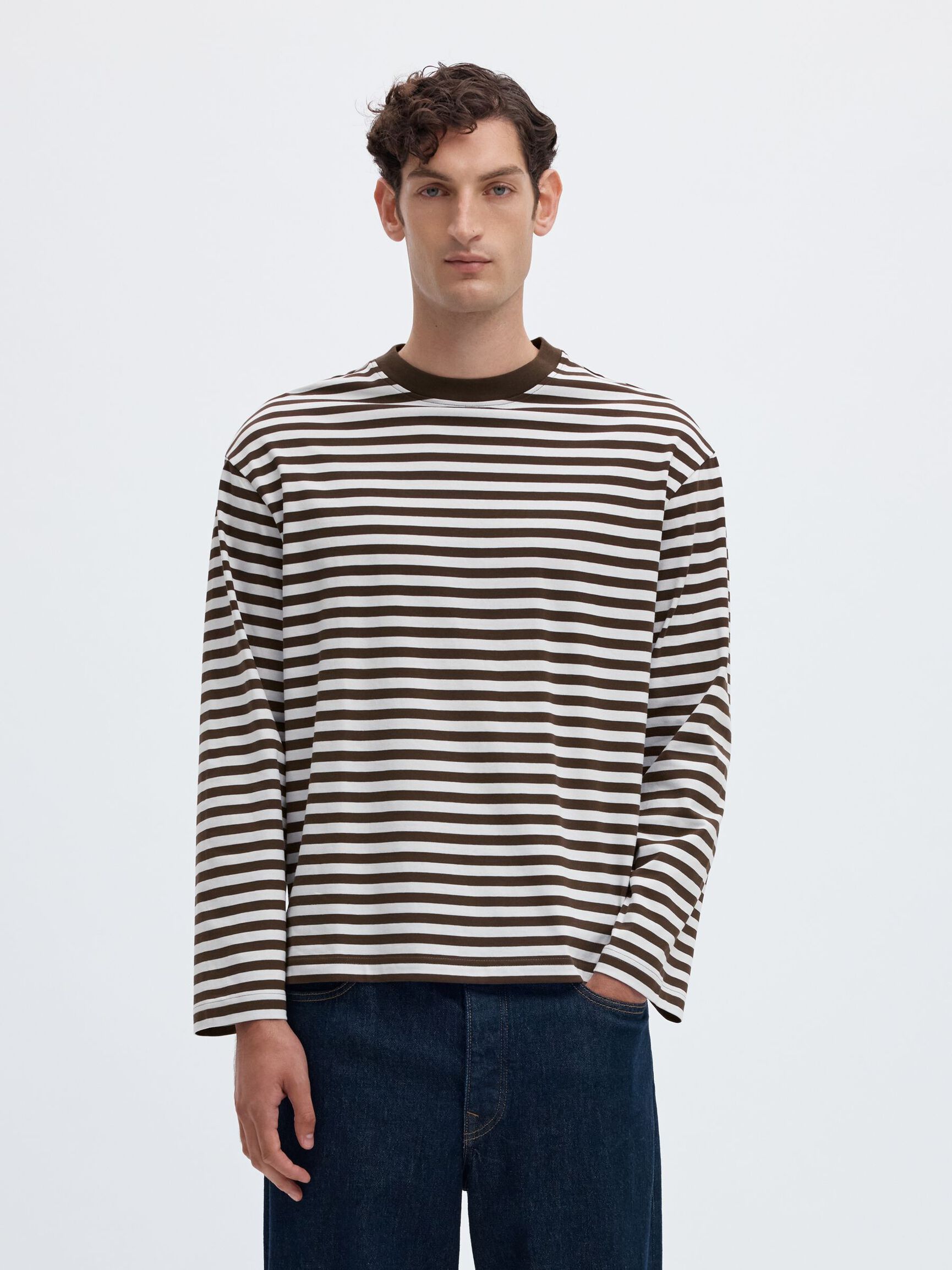 RELAXED FIT LONG-SLEEVED T-SHIRT, Demitasse, highres