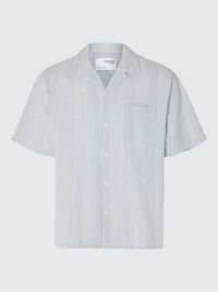 SEERSUCKER SHORT SLEEVED SHIRT, Navy Blazer, highres