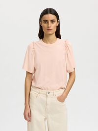 RUFFLED COTTON T-SHIRT, Pale Dogwood, highres