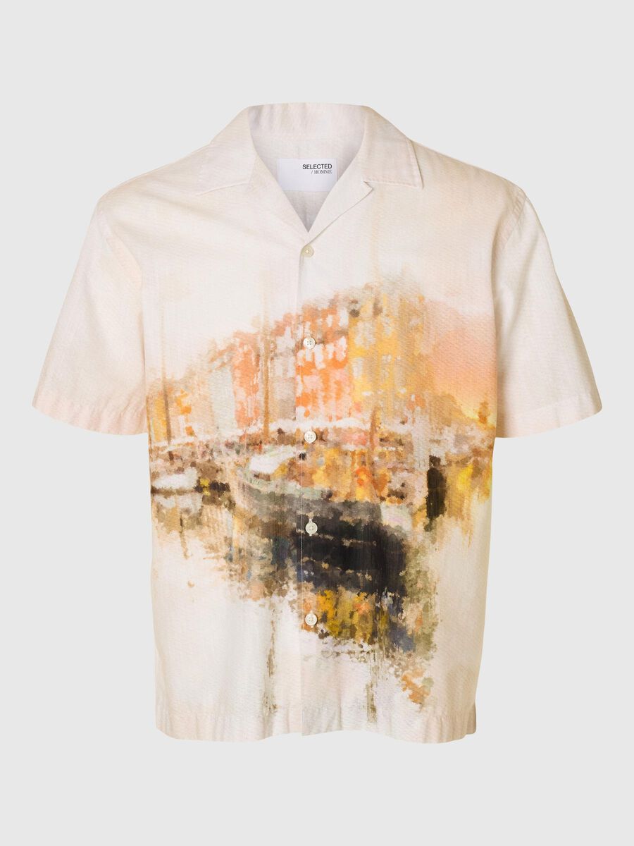 Selected PRINTED SHORT SLEEVED SHIRT, Apricot, highres - 16097688_Apricot_1184143_001.jpg