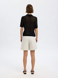 SHORT SLEEVED KNITTED POLO SHIRT, Black, highres