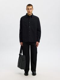 REGULAR FIT TWILL OVERSHIRT, Black, highres