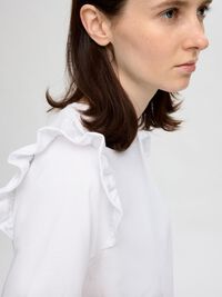 FRILLED SHORT-SLEEVED T-SHIRT, Bright White, highres