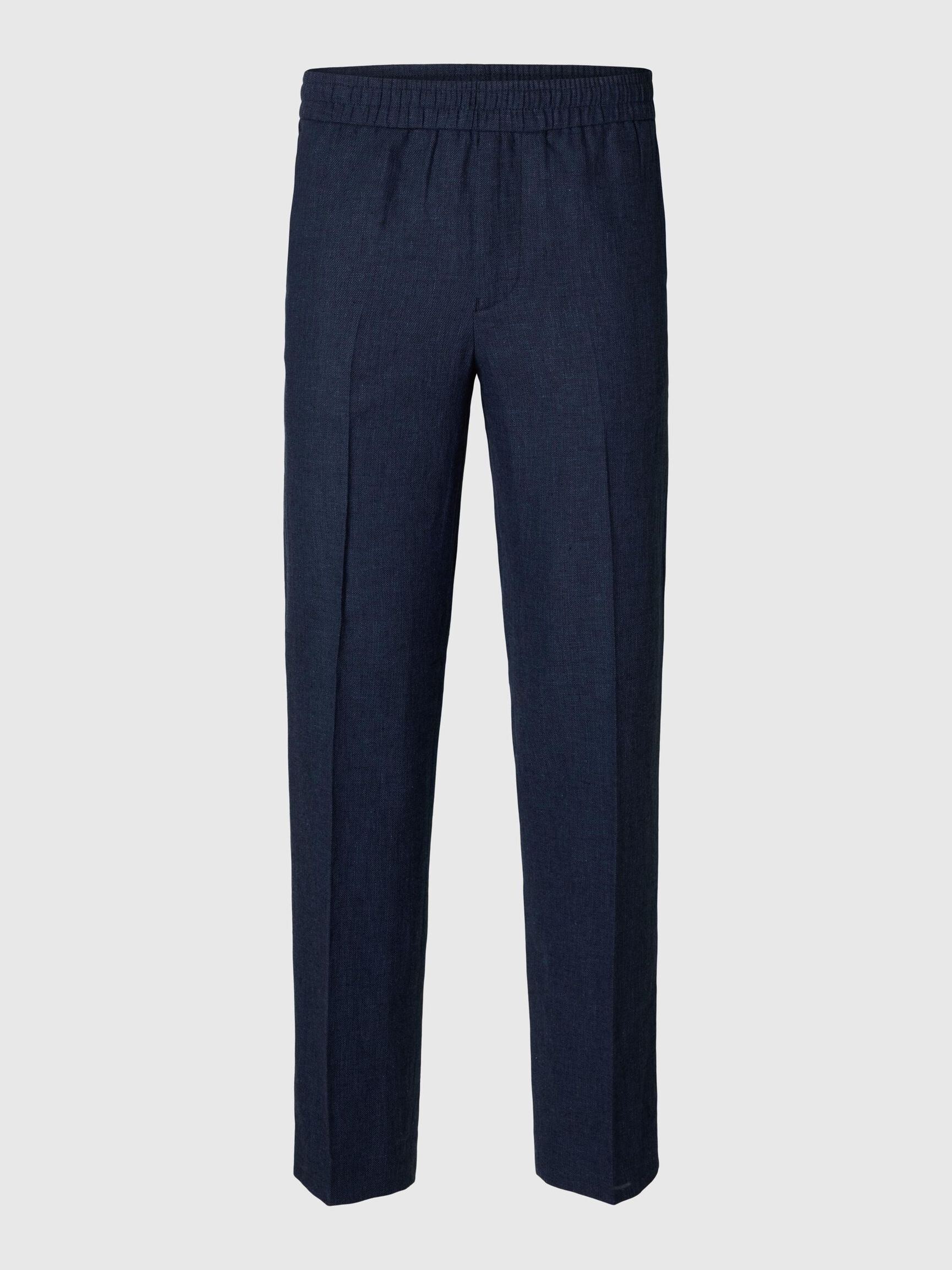 MEZCLA DE LINO PANTALONES DE TRAJE, Dark Navy, highres