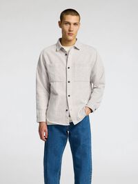 REGULAR FIT LEINENMIX OVERSHIRT, Oatmeal, highres