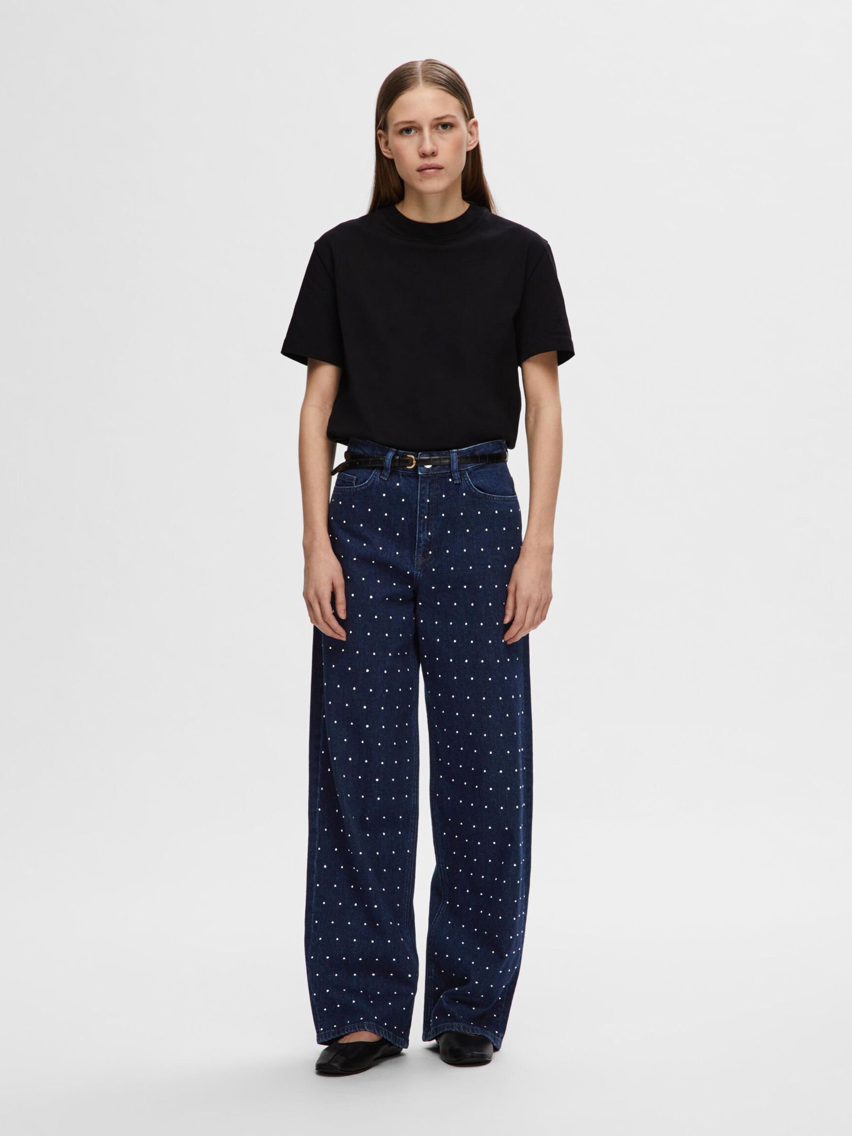 STRASS-STEENTJES WIDE FIT JEANS, Medium Blue Denim, highres