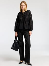 KNYTNING FRAM LÅNGÄRMAD BLUS, Black, highres