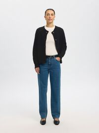 LONG-SLEEVED CARDIGAN, Black, highres