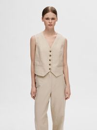 TAILORED LINEN BLEND WAISTCOAT, Humus, highres