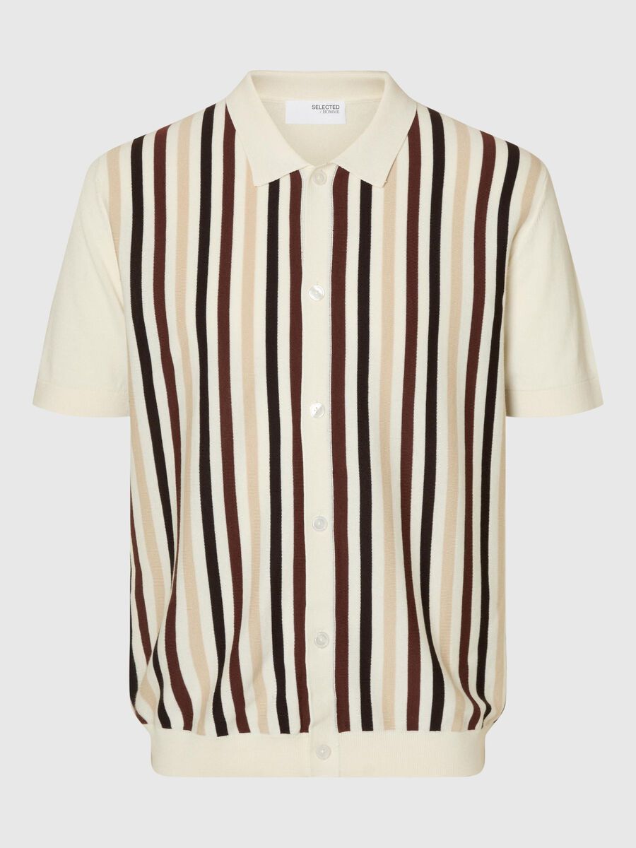 Selected REGULAR FIT KNITTED POLO SHIRT, Egret, highres - 16096371_Egret_1166027_001.jpg