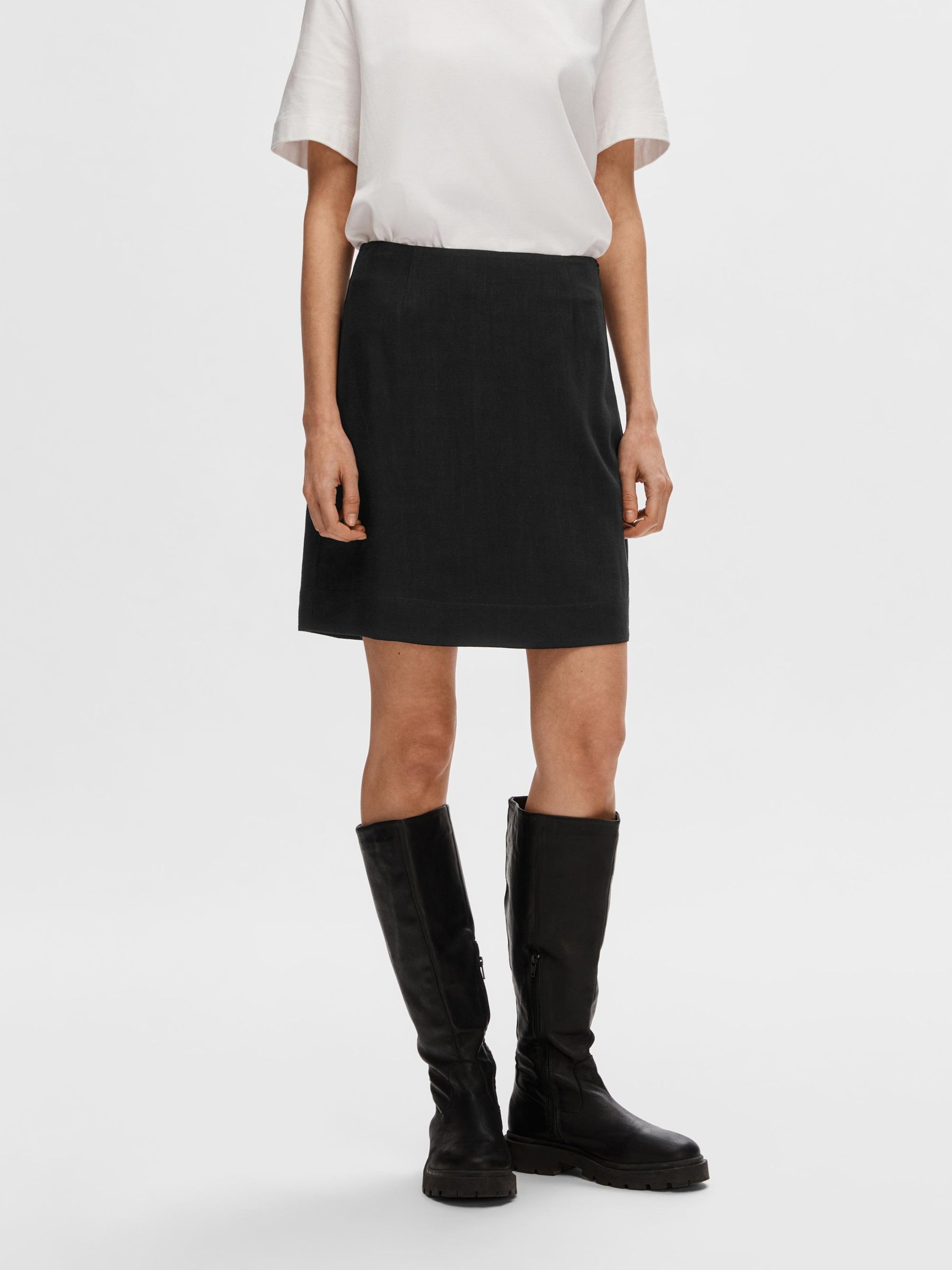 VISCOSE BLEND MINI SKIRT, Black, highres
