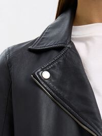 CLASSIC LEATHER JACKET, Black, highres
