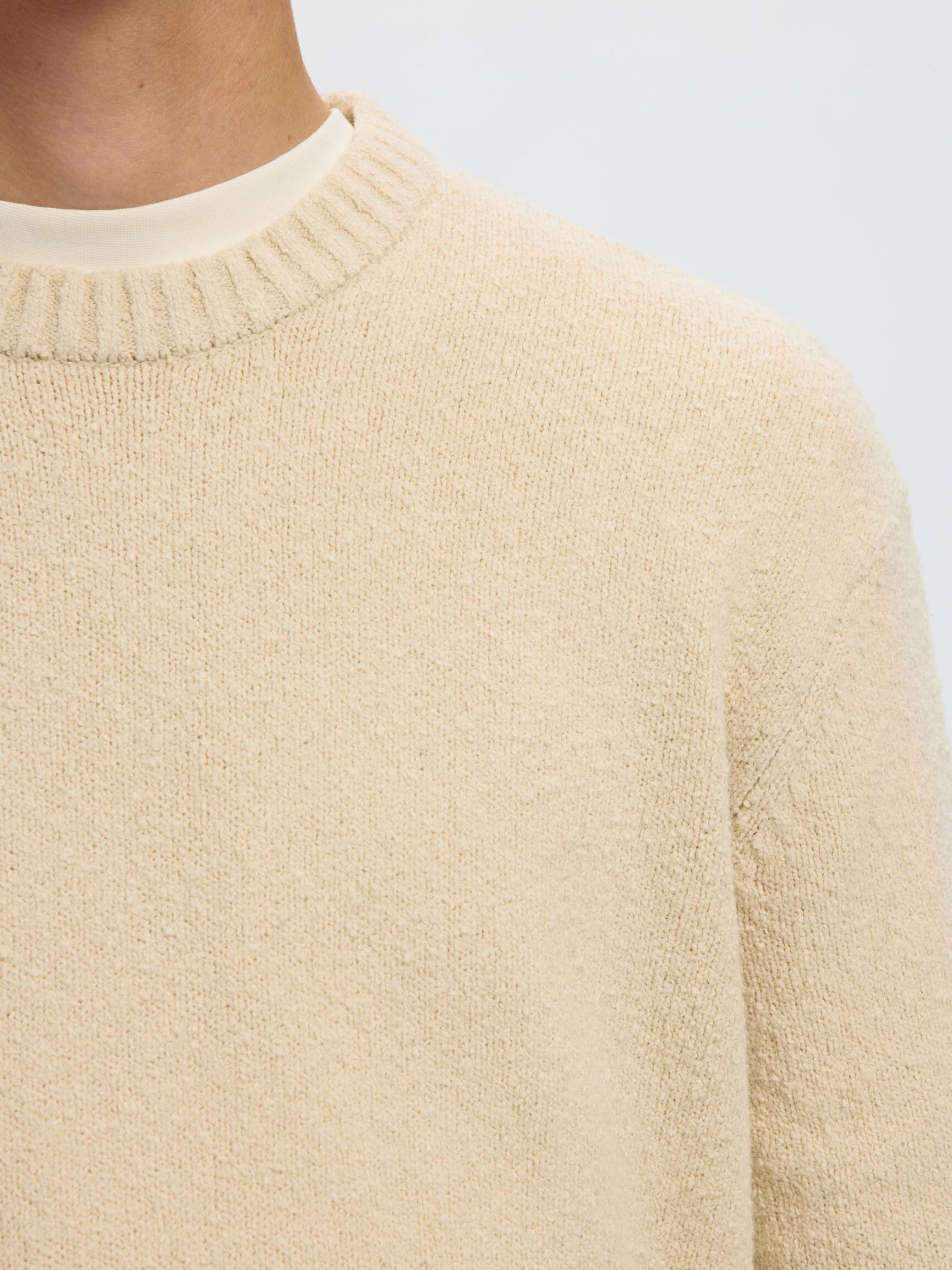 RELAXED FIT  KNITTED PULLOVER, Oatmeal, highres