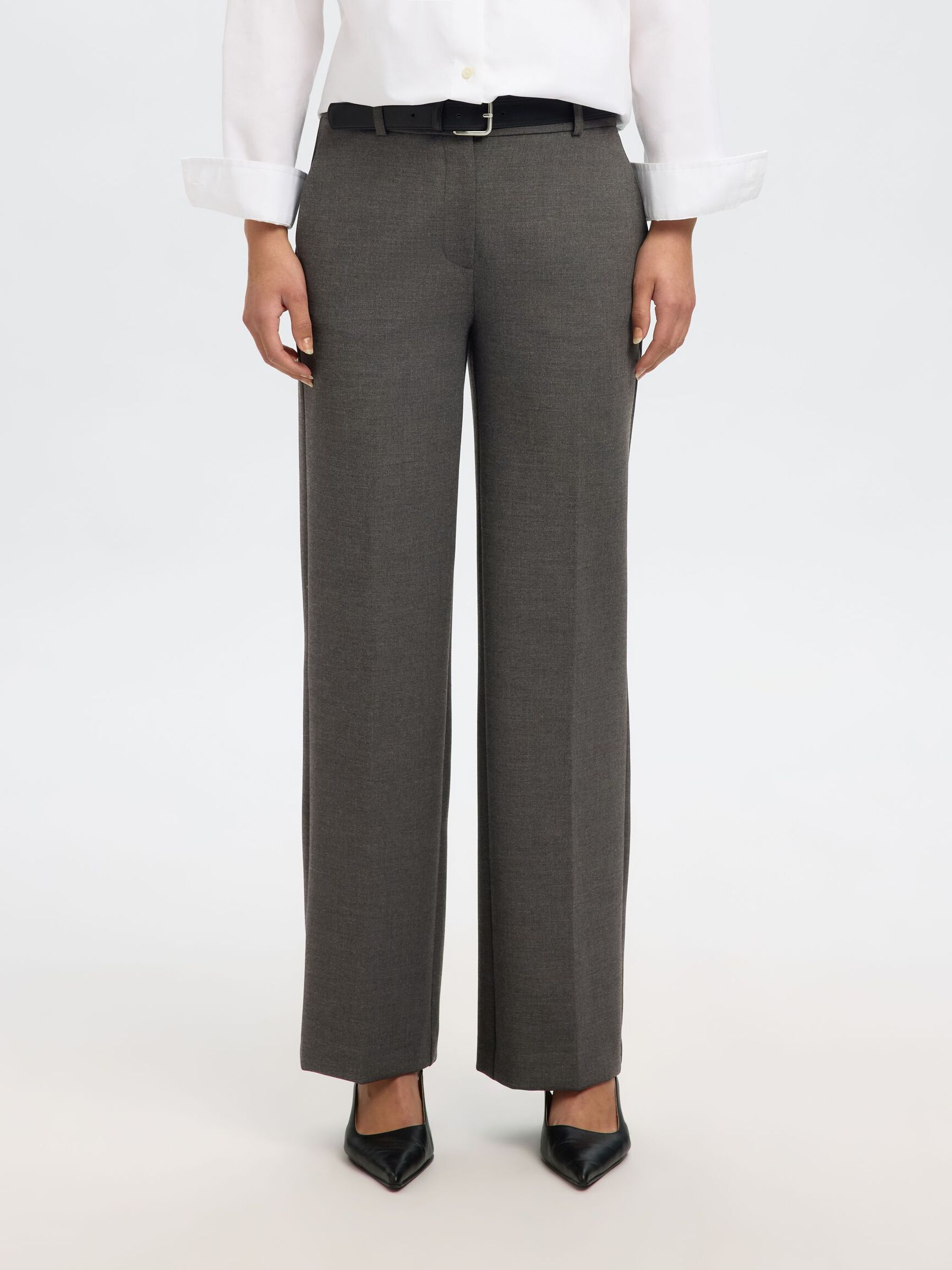 VISCOSEMIX WIDE LEG BROEK, Dark Grey Melange, highres