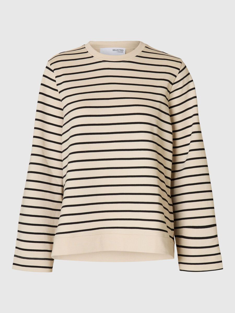 Selected GESTREIFTES BAUMWOLL SWEATSHIRT, Black, highres - 16097830_Black_1185343_001.jpg