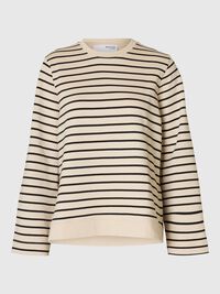 GESTREEPT KATOEN SWEATSHIRT, Black, highres