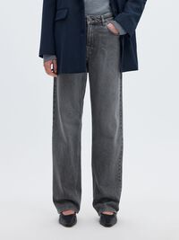 MID WAIST STRAIGHT FIT JEANS, Medium Grey Denim, highres